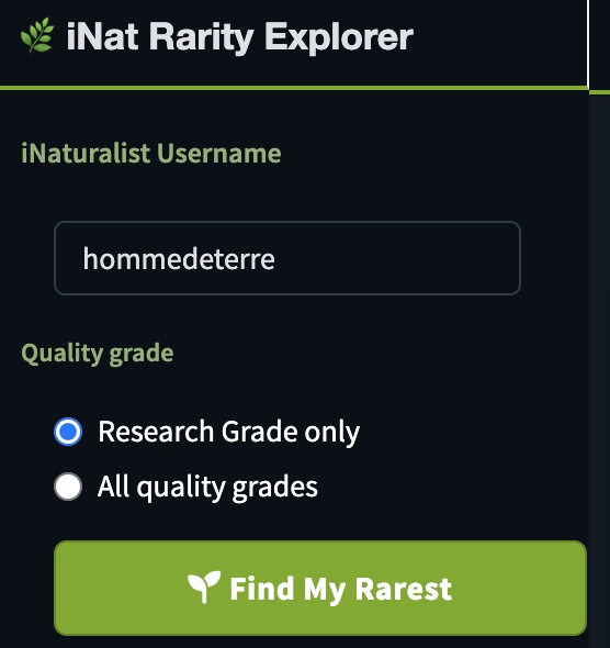 iNat Rarity Explorer chart