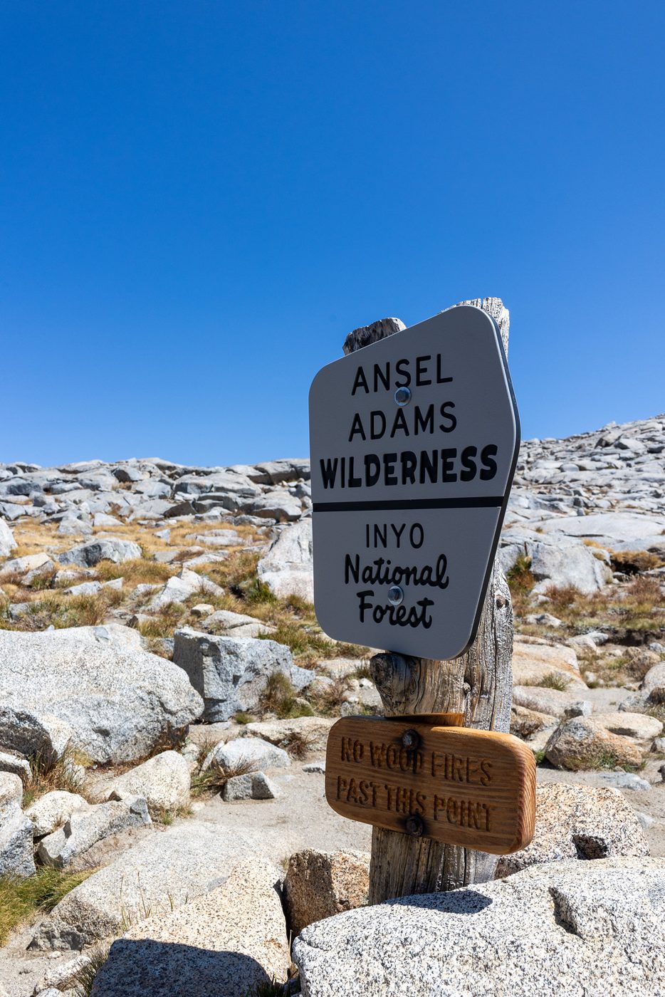Ansel Adams Wilderness sign.