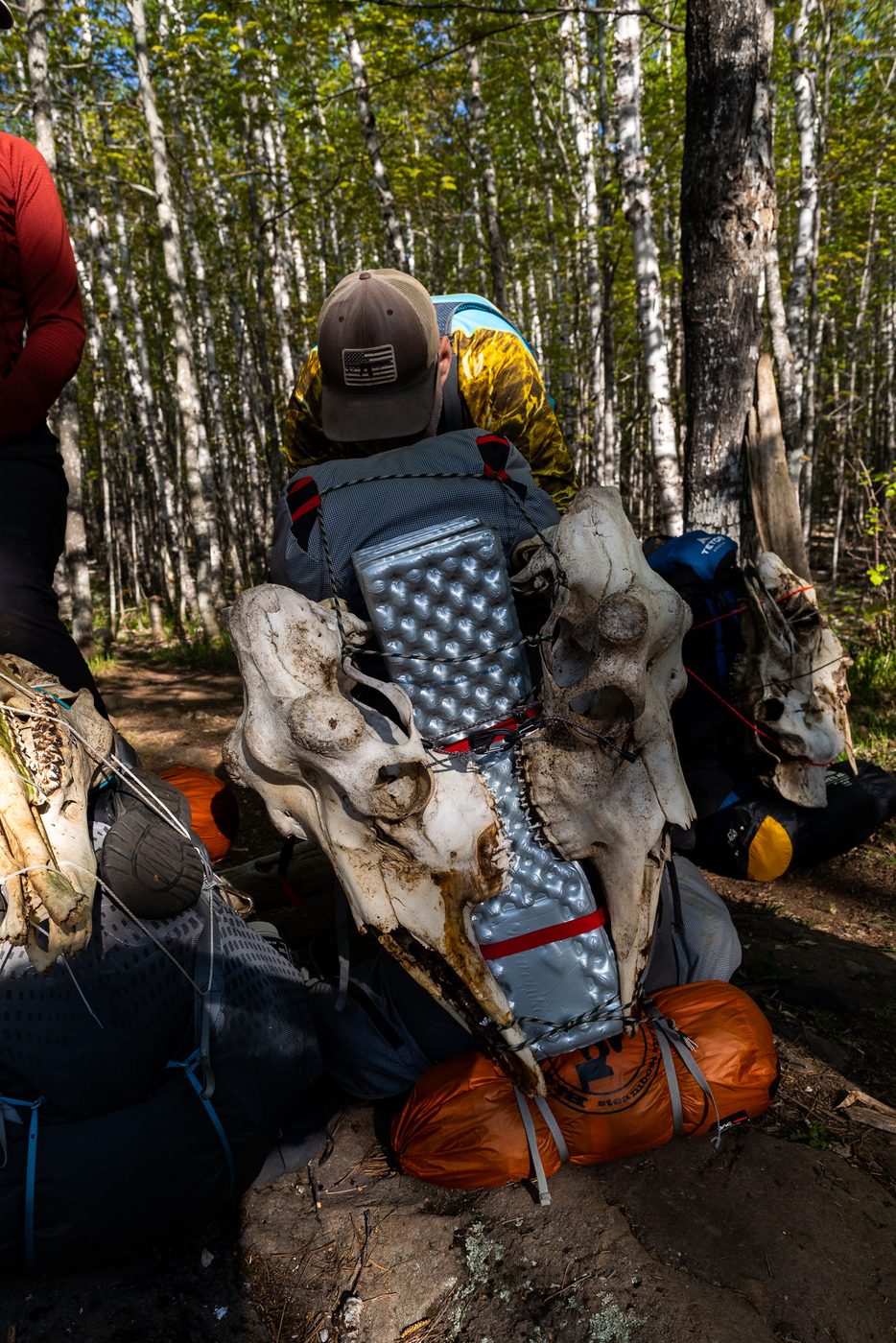Packs loaded with antlers and skulls.