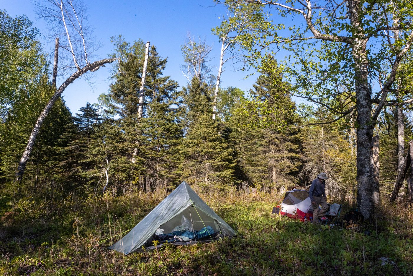 Camp at dusk.