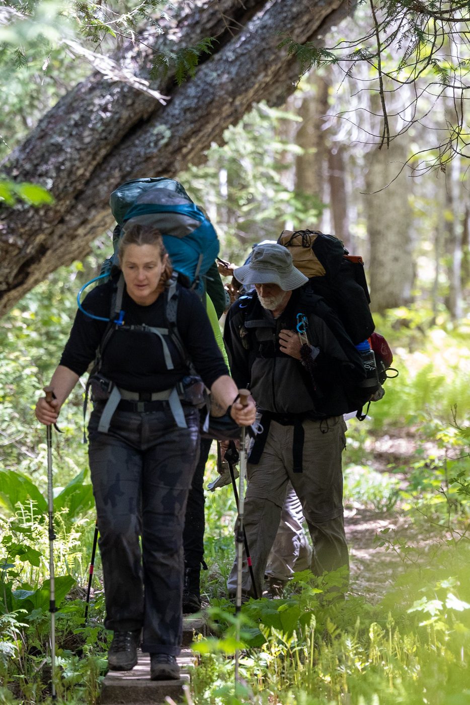 Hiking out.